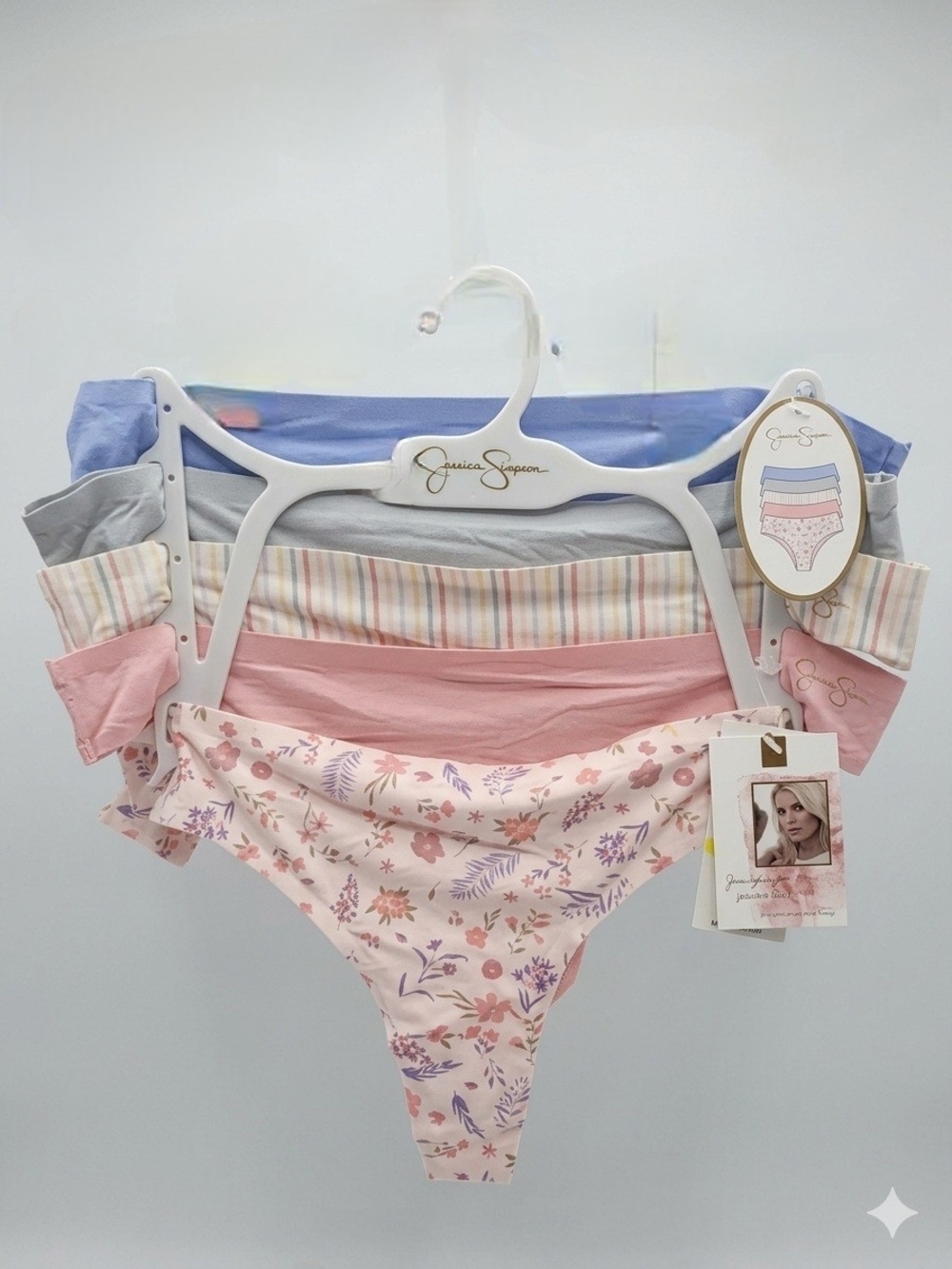 Jessica Simpson Women’s Pastel Floral & Solid Bikini Panty Multi-Pack